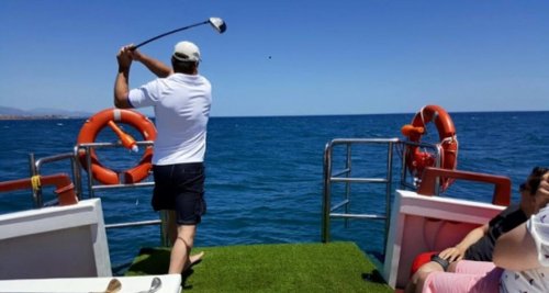 golf at sea from a boat in marbs